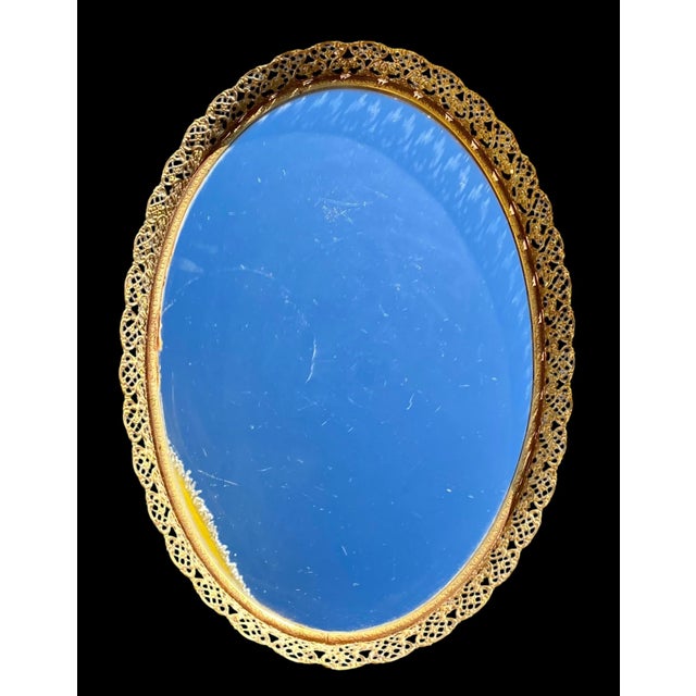 1960s Hollywood Regency Reticulated Brass Plateau For Sale - Image 11 of 13