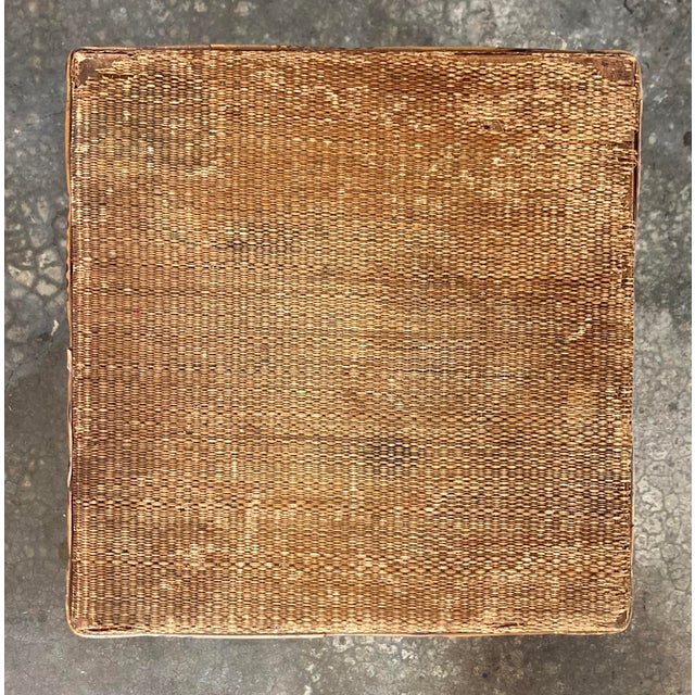 Brown Antique Scorched Bamboo Sewing Table For Sale - Image 8 of 12
