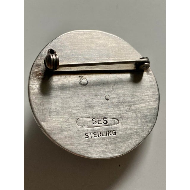 Sterling Silver Evil Eye Brooch Pin Amulet Wood Display Pedestal (Cabinet of Curiosities) For Sale - Image 4 of 11