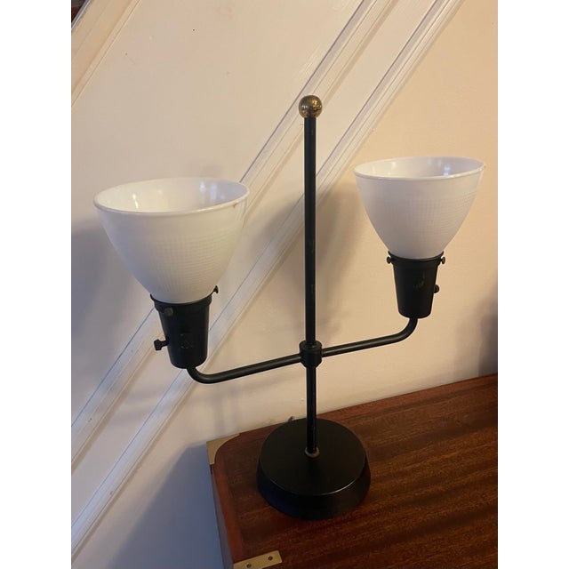 Mid-Century Modern Vintage 1950s Paul McCobb Style Iron Student Lamp For Sale - Image 3 of 12