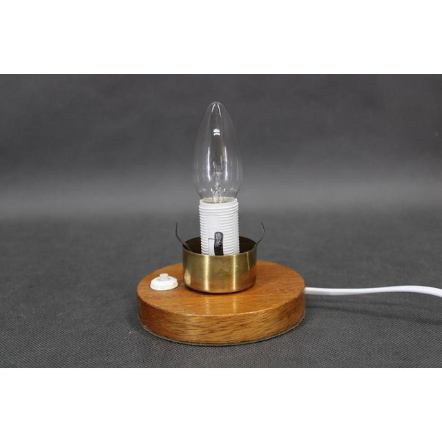 Gold Mid-Century Modern Glass and Wood Table Lamps, Czechoslovakia, 1970s, Set of 2 For Sale - Image 8 of 10