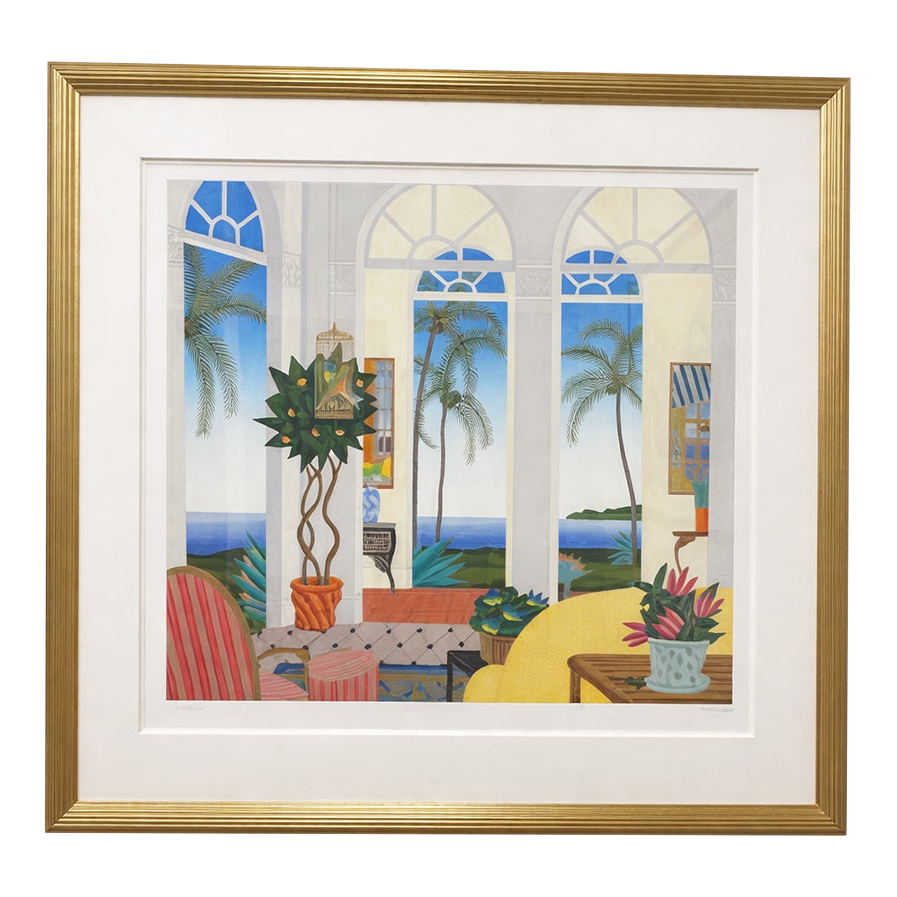 Late 20th Century Thomas McKnight “Palm Beach” Framed Serigraph
