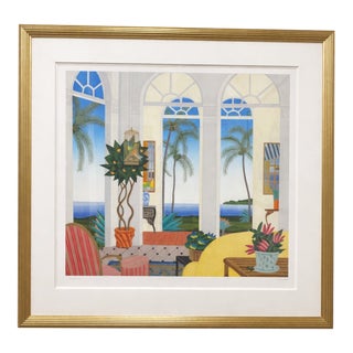 Late 20th Century Thomas McKnight “Palm Beach” Framed Serigraph, Signed & Numbered For Sale