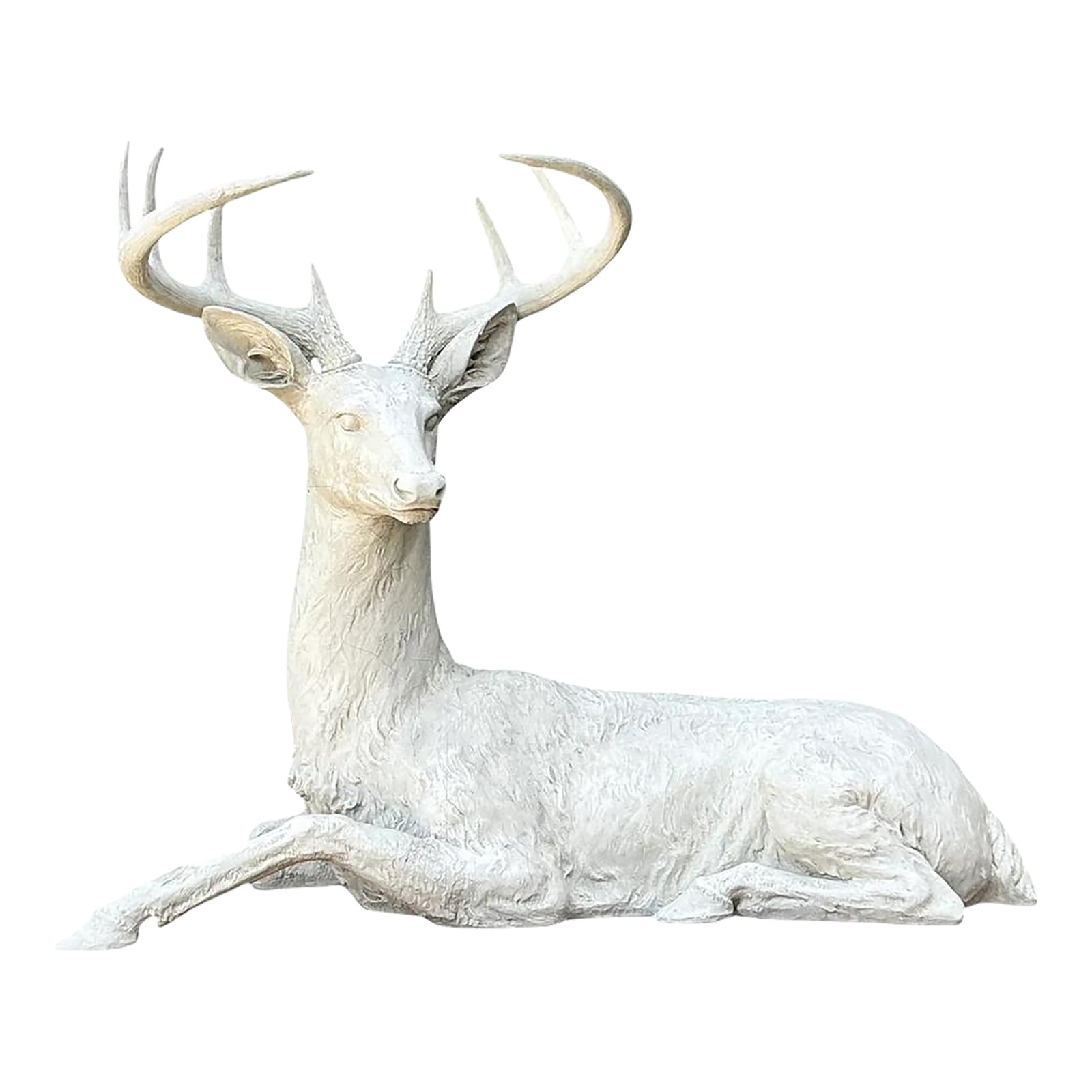 Vintage Life Size Deer Sculpture | Chairish