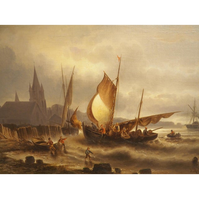 Dramatic 19th Century Maritime Oil on Canvas Painting by Josef Mahorcig, 1880 For Sale - Image 15 of 18
