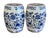 Chinoiserie Blue & White Peony Hexagon Garden Stools - A Pair For Sale - Image 10 of 12