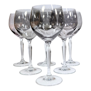 Smoky Long Stemmed Art Nouveau Goblets- Set of Six