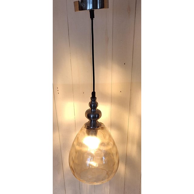 Vintage Metal Ceiling Lamp with Lightly Tinted Glass Shade from Fischer and Honsel, 2000s For Sale - Image 3 of 8
