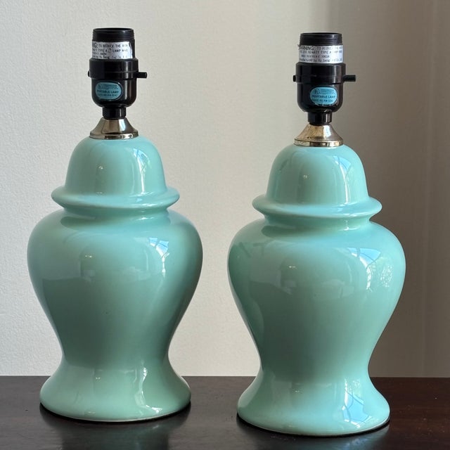 Metal Late-20th Century Ceramic Ginger Jar Table Lamps — A Pair For Sale - Image 7 of 12