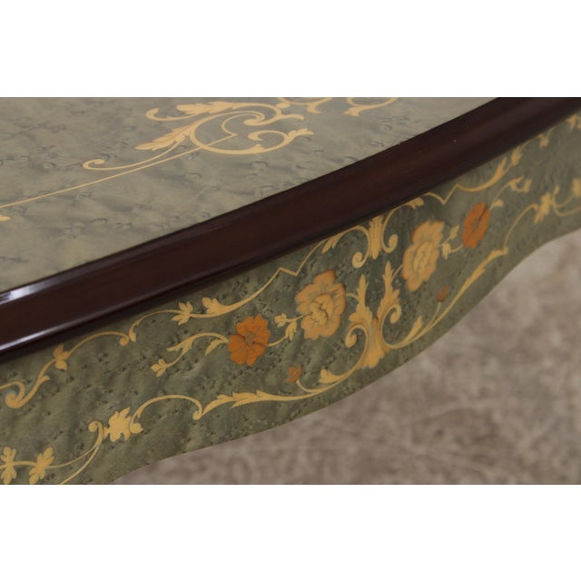 Wood Italian Marquetry Inlaid Oval French Style Coffee Table For Sale - Image 7 of 14