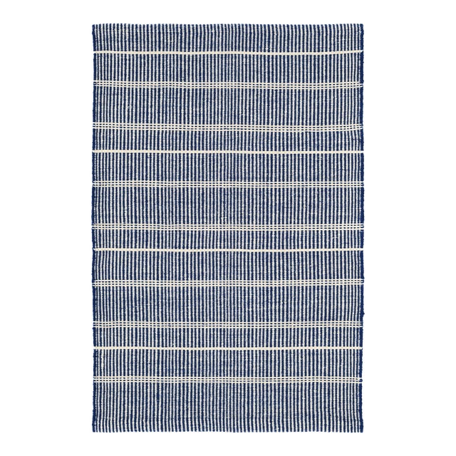 Bunny Williams for Dash & Albert Samson Navy Indoor/Outdoor Rug, 2'6" x 8' For Sale