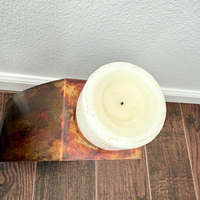 Brutalist Signed Sanders Vintage Copper Candleholder Set Modern MCM For Sale - Image 4 of 12