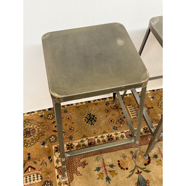 Cb2 Flint Metal Counter Stools, Pair For Sale - Image 11 of 12