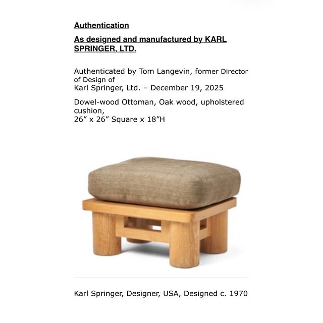 Karl Springer Dowelwood Ottoman With Upholstered Cushion, Circa 1970s For Sale - Image 12 of 12