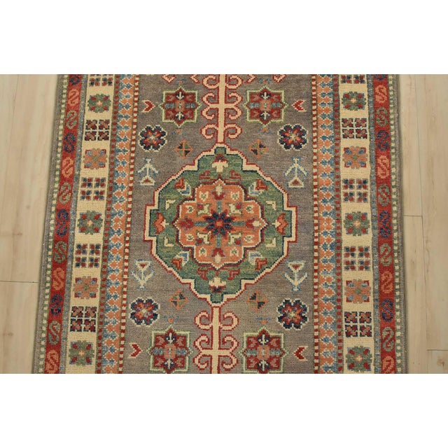 2020s Kazak Runner 2’7” X 9’8” Gray Wool Tribal Hand-Knotted Oriental Rug For Sale - Image 5 of 13