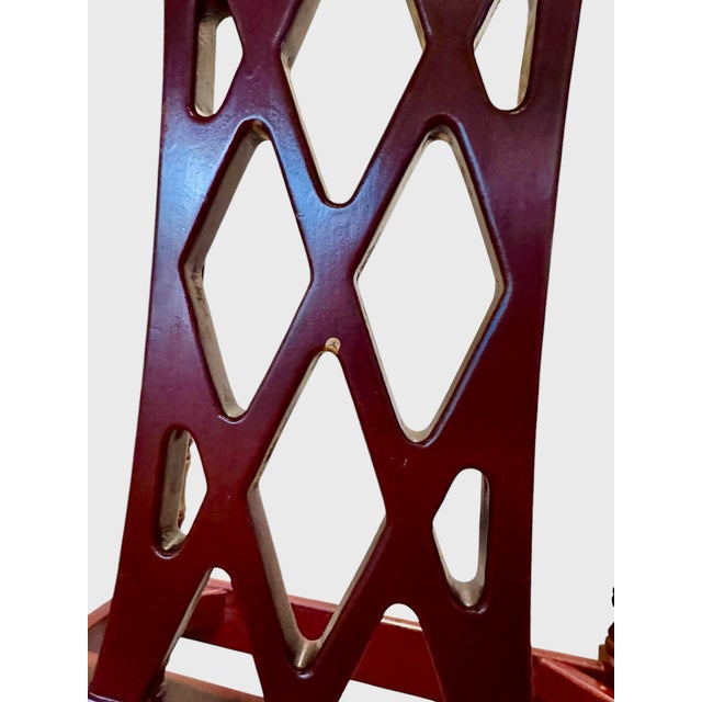 Red Maitland Smith Style Chinoiserie Side Chairs Red and Gold - A Pair For Sale - Image 8 of 13