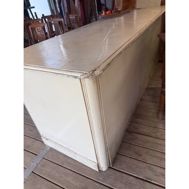 Vintage Shop Counter in White Wood, 1930s For Sale - Image 6 of 8