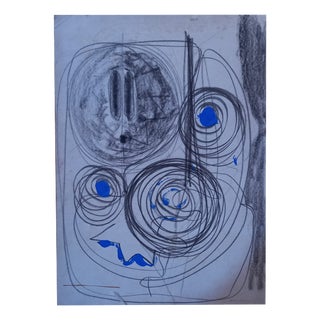 Ferdinando Meccani, Composition, 1969, Charcoal & Tempera on Paper For Sale