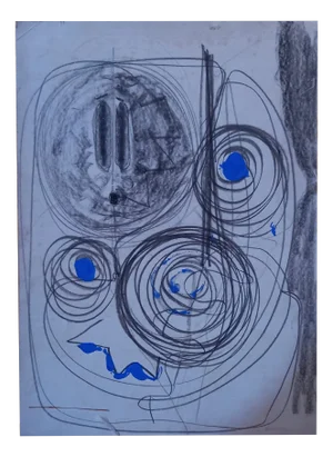 Ferdinando Meccani, Composition, 1969, Charcoal & Tempera on Paper