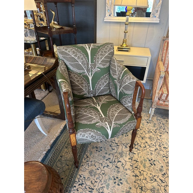Federal Sheraton Inlaid & Newly Upholstered Armchairs -a Pair For Sale - Image 12 of 12