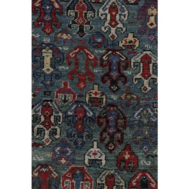 Rug & Kilim’s Tribal Style Rug in Green, Blue & Red Geometric Patterns For Sale In New York - Image 6 of 7