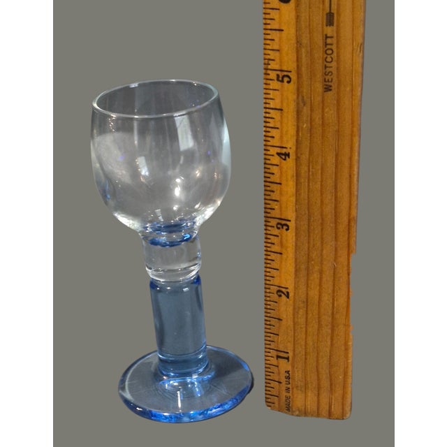 Vintage "Angela'' Cordials Glasses Italian Art Glass Blue Stems w/ box - Set of 6 For Sale - Image 4 of 6
