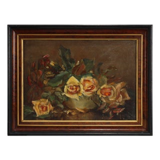 French Artist, Still Life of a Vase with Flowers, 1940s, Oil on Canvas, Framed For Sale