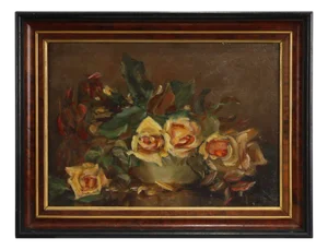 French Artist, Still Life of a Vase with Flowers, 1940s, Oil on Canvas, Framed