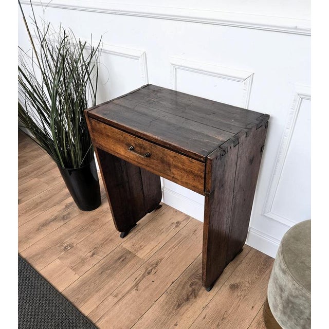 Small Antique Italian Rustic Walnut Console Table, 1890s For Sale - Image 9 of 10