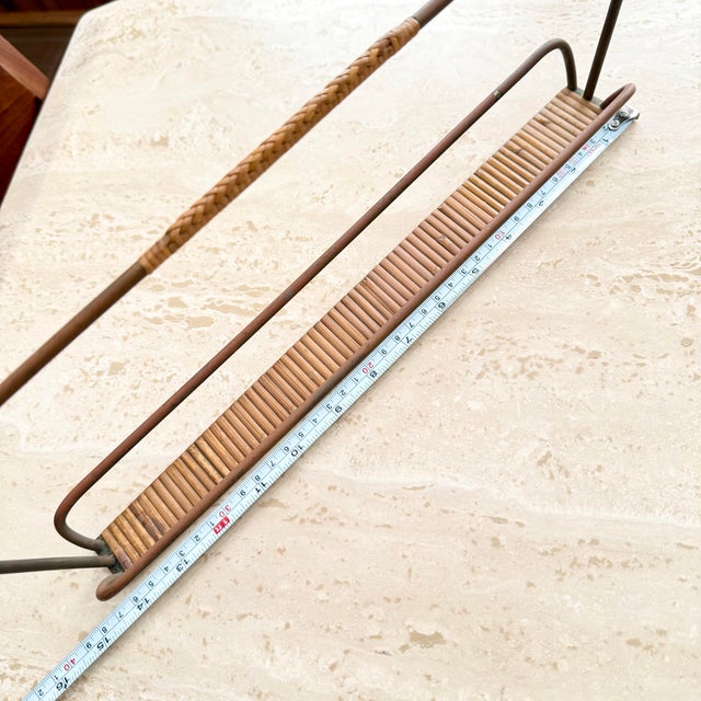 Mid Century Modern Signed Carl Aubock Rattan Wrapped Holder / Display Austrian Vintage For Sale - Image 10 of 12