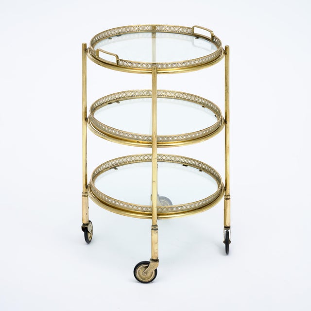 Art Deco Period, French Brass Bar Cart, Circa 1940 For Sale - Image 4 of 9