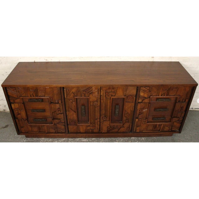 Lane Furniture Brutalist Mid-Century Triple Dresser by Lane Furniture's "Pueblo" Series, Atrributed For Sale - Image 4 of 13