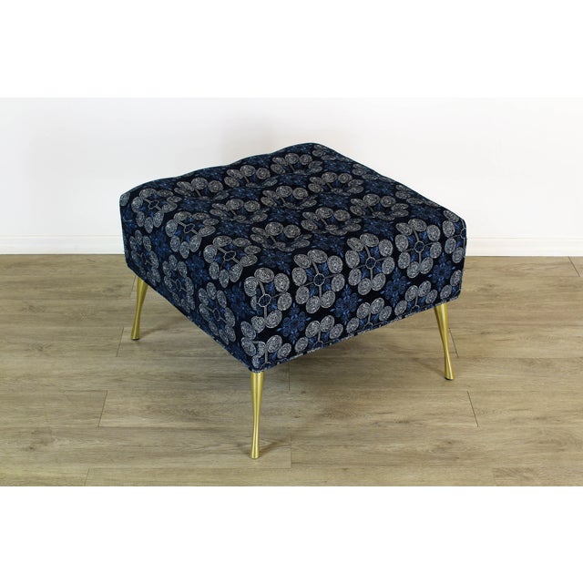 Chenille Ottoman on Italian Style Metal Legs For Sale - Image 11 of 11