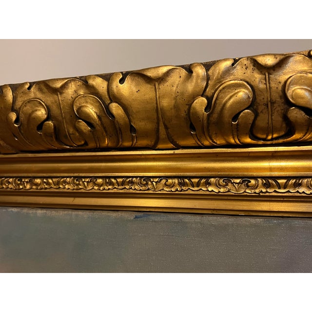 Blue Antique Oil Painting of Lake Garda Italy by Edward Andreas Roth For Sale - Image 8 of 13