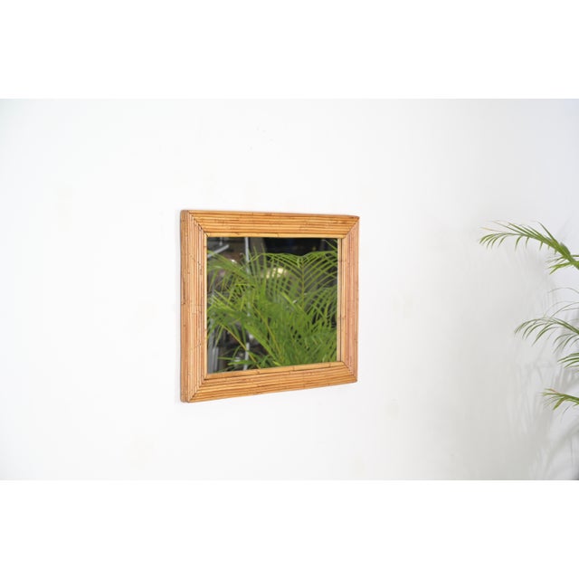 Mid-Century Rectangular Bamboo and Rattan Mirror from Vivai Del Sud, Italy, 1960s For Sale - Image 3 of 13