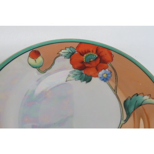 Noritake Lusterware Poppy Flower 7 Pc Cake Plate and 6 Dessert Plates For Sale In Miami - Image 6 of 12