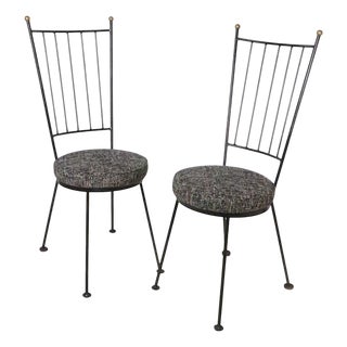 Pr. Mid Century Wrought Iron Side Chairs After Mathieu Mategot C. 1950's For Sale