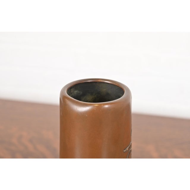 Heintz Arts & Crafts Sterling Silver on Bronze Vase For Sale In South Bend - Image 6 of 12