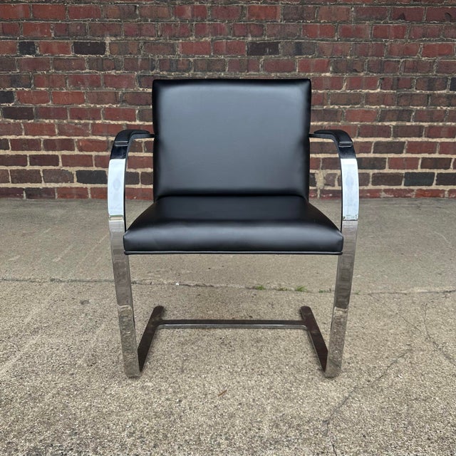 Mid-Century Modern Set of 8 Gordon International Ludwig Mies Van Der Rohe Style Armchairs Black Leather For Sale - Image 3 of 12