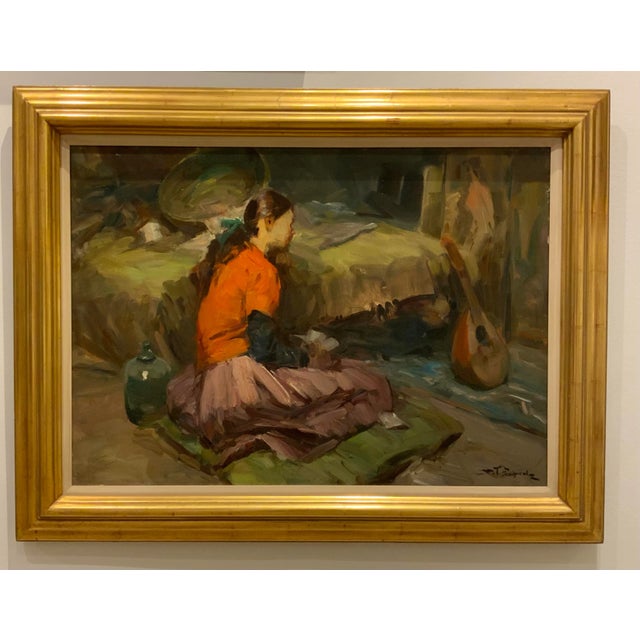 Vintage Female Figure in Though Signed Oil on Canvas Painting For Sale In Atlanta - Image 6 of 6