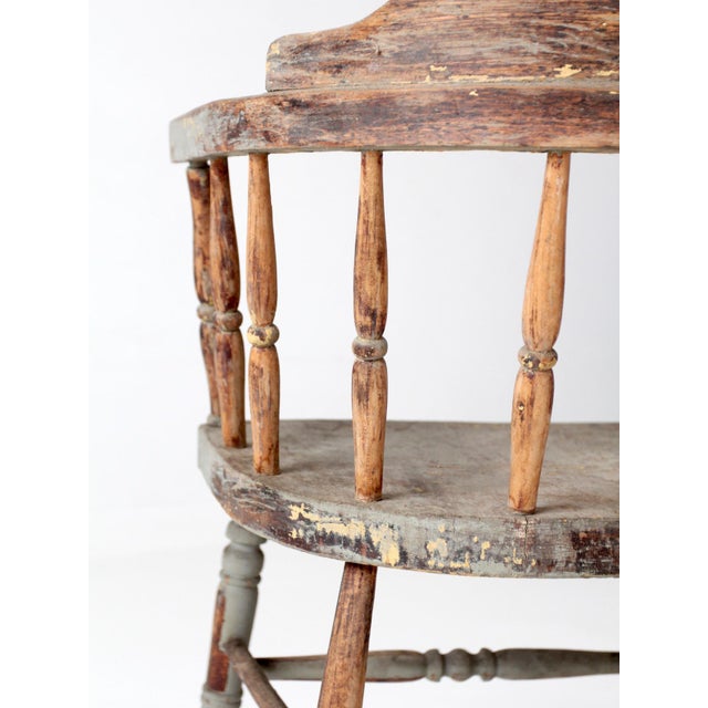 Antique Painted Captain's Chair For Sale - Image 12 of 15