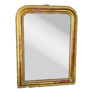 Late 19th Century Antique French Louis Philippe Gilt Wood Mantel Wall Mirror For Sale