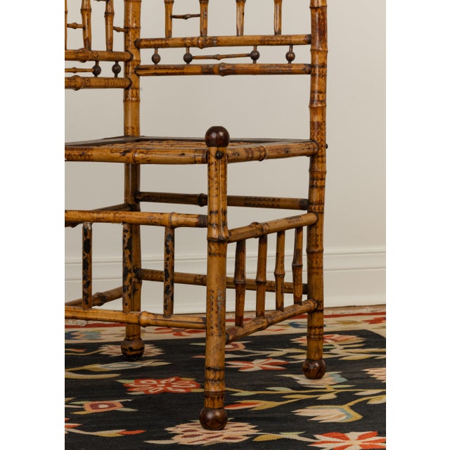 Victorian Late 19th Century Late Victorian Tortoiseshell Bamboo Corner Chair For Sale - Image 3 of 6