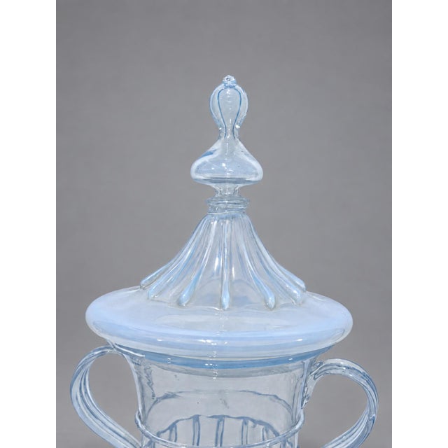 Art Deco Venetian Opalescent Glass Covered Urn, Attributed Salviati - Early 20th Century For Sale - Image 3 of 12