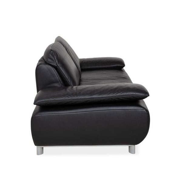 Koinor Volare Two-Seater Leather Sofa Black Couch Manual Function For Sale - Image 9 of 12