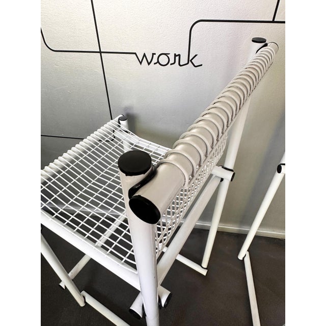 White Modernist Italian White Steel Wire Counter Stools, 1970s, Set of 3 For Sale - Image 8 of 13
