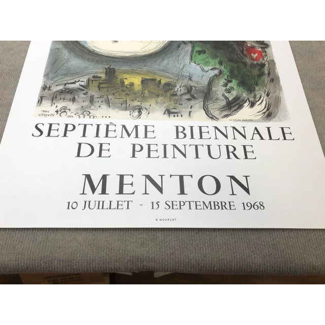 Marc Chagall Marc Chagall the Bluebird (L'Oiseau Bleu) 30" X 20" Lithograph 1968 Modernism Gray, Blue, Green Bird, Flowers For Sale - Image 4 of 11