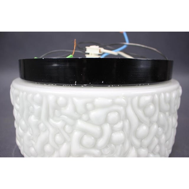 1960s Mid-Century Textured Milk Glass Flush Mount, Czechoslovakia, 1960s For Sale - Image 5 of 10