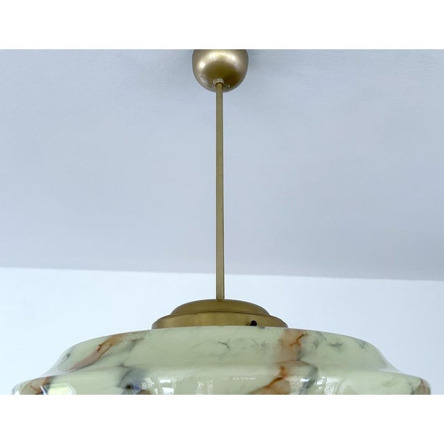 Gold Art Deco Pendant Light in Uranium Glass, 1930s For Sale - Image 8 of 18