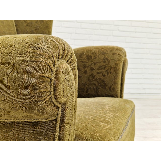 Vintage Danish Relax Chair in Green Fabric, 1950s For Sale - Image 16 of 17